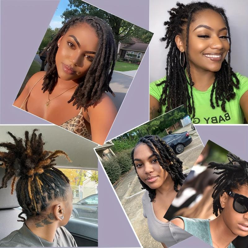 CCLG 0.6cm Width Quick-Install Handmade basic style Dreadlocks 100% natural Human Hair Dyeable Bleachable 4-12in add  length for Man Women Kids Braided Hair Extensions Glueless Reusable Bleach Dye Safe Afro-Kinky Texture