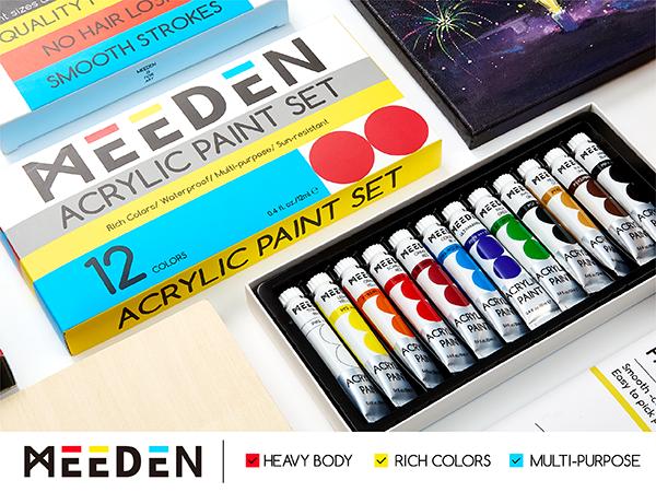 MEEDEN Beginners Acrylic Paint Set: 48 Colors 12ml/0.41 fl oz Heavy Body Starter Set - Non-toxic Rich Pigments Art Paint for Kids Adults Hobbists Painting on Canvas Wood Fabric Craft MEEDEN Beginners Acrylic Paint Set: 48 Colors 12ml/0.41 fl oz Heavy Body Starter Set - Non-toxic Rich Pigments Art Paint for Kids Adults Hobbists Painting on Canvas Wood Fabric Craft
