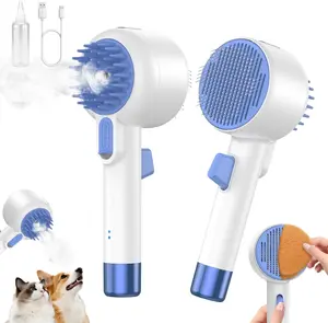 Cityflee Steam Cat Brush - 4 In 1 Pet Steam Grooming Brush for Dogs & Cats, Massage & Anti-Static Deshedding, Self Cleaning Spray Grooming Combs with Release Button for Long &Short Haired Cats Dogs
