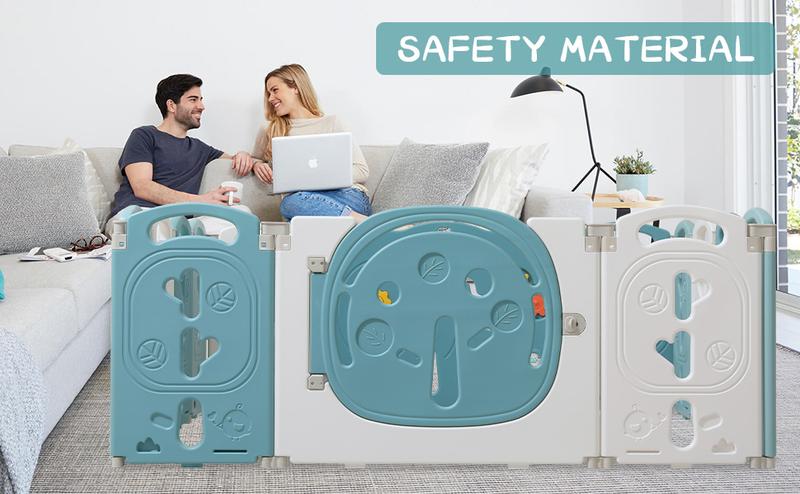 Baby Playpen,Foldable Playpen for Babies and Toddlers,Kids Activity Centre Safety Play Yard,Safety Gates for Indoor&Outdoor,Toddler Fence Play Area,Portable, Educational, 18 Panels