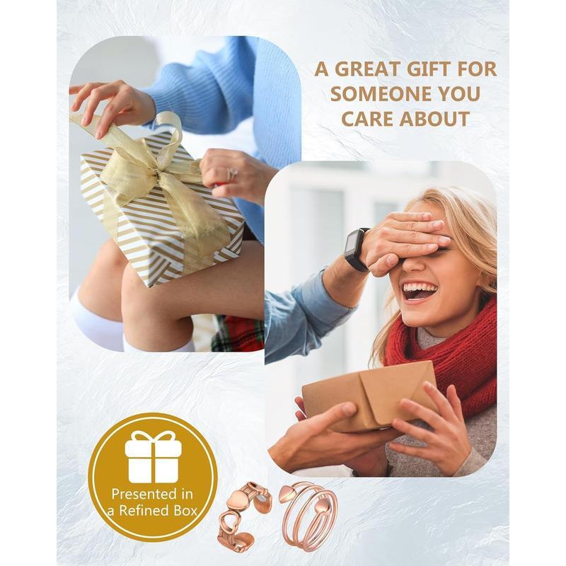 Jecanori 2PCS Copper Rings for Women Men Adjustable Jewelry Gift with Ring Box Elegant Design and Comfortable Fit