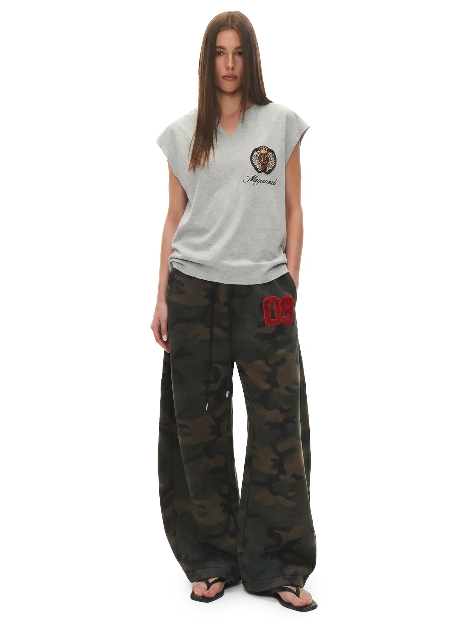 FDR Heavyweight Camo Baggy Pants Unisex Oversized Number Embroidered Straight-leg Joggers Elastic Waist Relaxed Fit Unisex Sweatpants Streetwear for Men & Women Casual Wear Bottom,clothes for back to school,first day of school outfits
