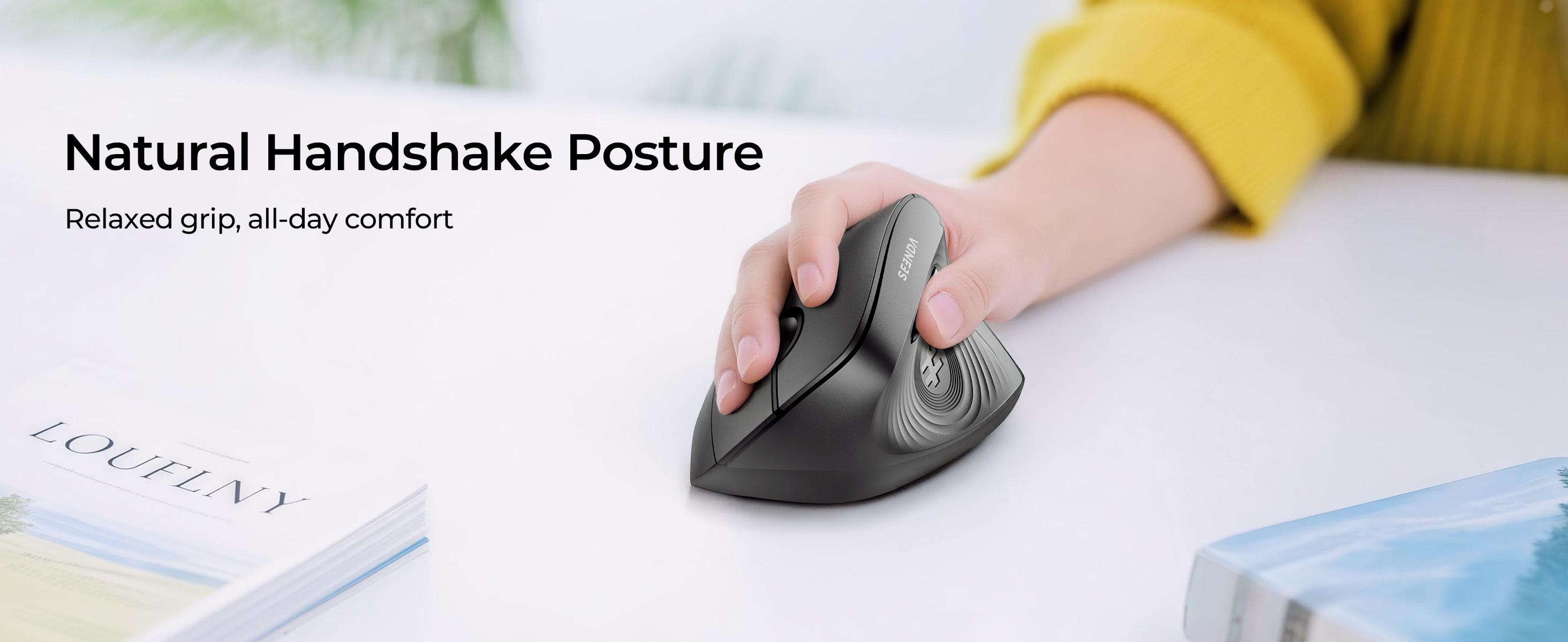 Seenda Ergonomic Mouse Wireless, MOU200 Bluetooth Vertical Mouse - 2.4G & Bluetooth Multi-Device Connectivity Wireless Mice for Windows, Mac OS Computer/PC/Laptop