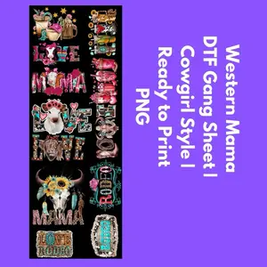 Western Mama DTF Gang Sheet | Cowgirl Style | Ready to Print PNG