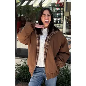 All I Wanted Brown Plaid Puffer Jacket