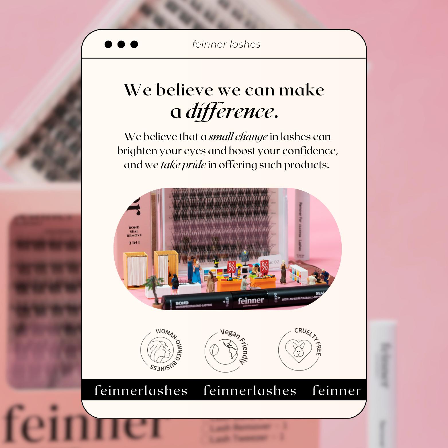 Feinner Classic DIY Lash Extension Kit Natural Look Waterproof with Bond Seal Remover Soft D Curl 8-16mm 8-12mm Mix for Beginners Friendly Salon Quality at Home Must-Have Cluster