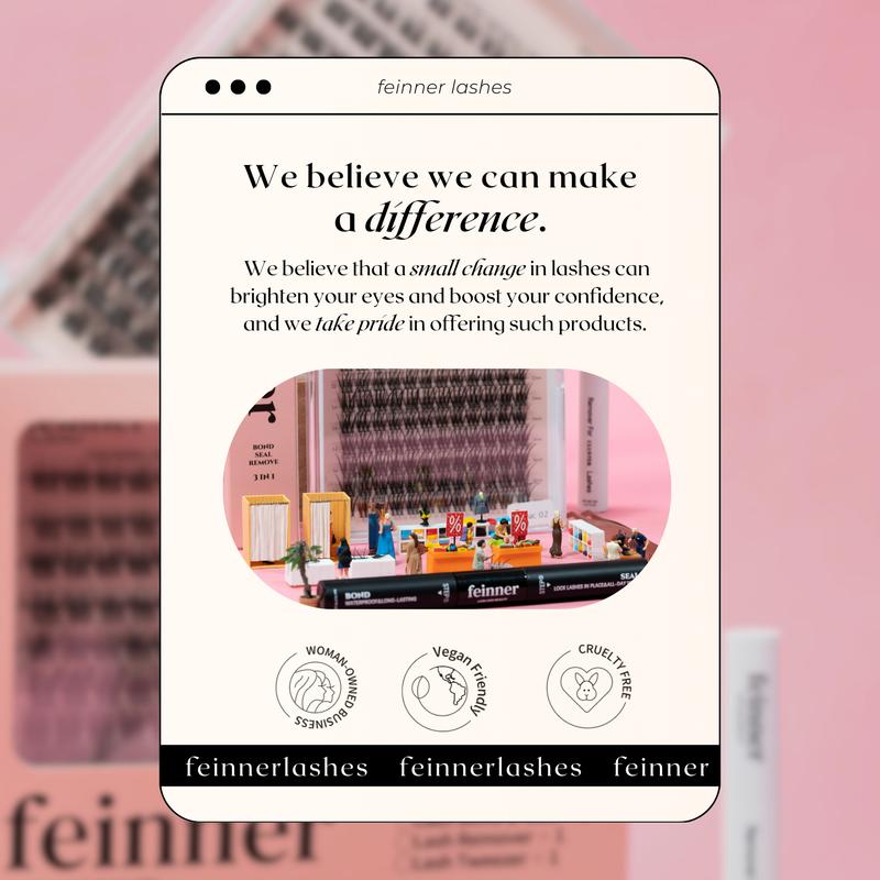 Feinner Classic DIY Lash Extension Kit Natural Look Waterproof with Bond Seal Remover Soft D Curl 8-16mm 8-12mm Mix for Beginners Friendly Salon Quality at Home Must-Have Cluster