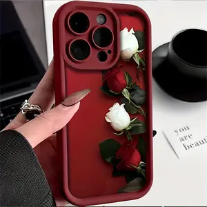 Case for iPhone 17 Pro Max 16 Plus 15 14 13 12 11 Air E rose Pattern Drop Protection Shockproof Soft Silicone smartphone Cover