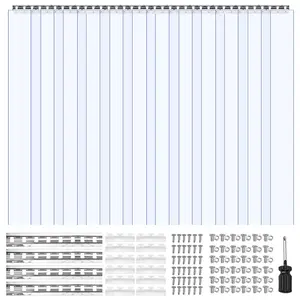 VEVOR Clear PVC Strip Curtain, 84 in Height x 72 in Width x 0.08 in Thickness, 12 PCS Walk in Freezer Cooler Curtain Strips, Smooth Waterproof Plastic Door Strips for Warehouse, Freezer, Garage Doors