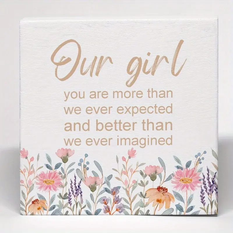 Baby Girl Nursery Decor Wood Box Sign, Decorative Sign, NurseryDecor for Girls, BabyGirls Room Decor, BabyShower Gifts for Girls, OurGirl Wooden Box Block Sign, Motivational Plaque for Girl RoomNursery ShelfDecor 5x5 inch