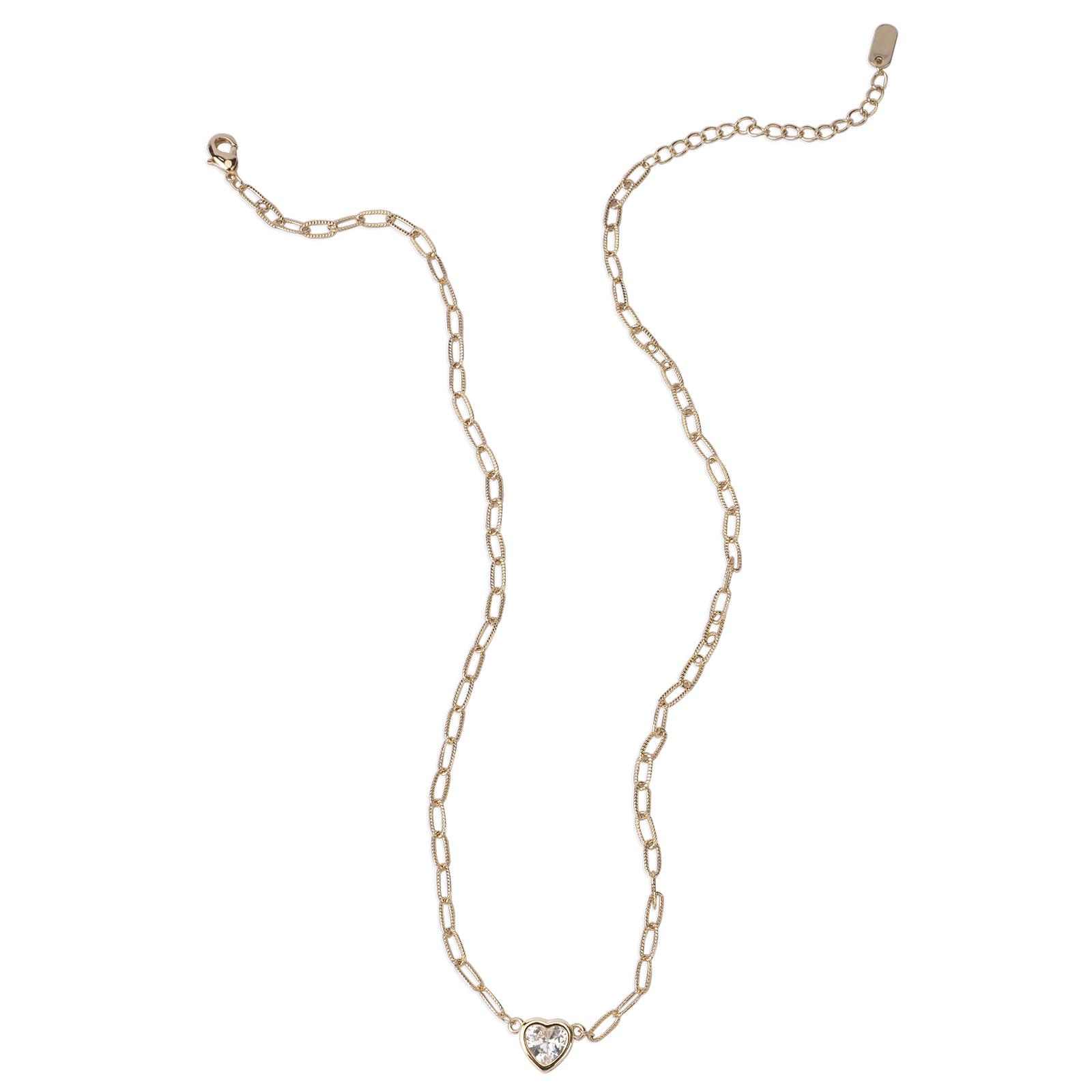 MEIITRUE 14K Gold Plated Heart Necklace for Women, Dainty Zirconia Paperclip Chain Necklace, Pefect Birthday Jewelry Gift for Girls