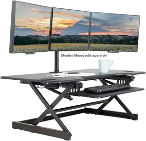Rocelco Adjustable Standing Desk Converter - Height Adjustable Sit Stand Workstation Black/46 Riser Only