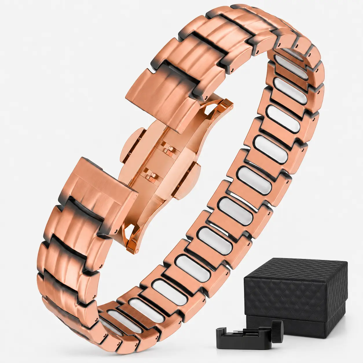 Unisex Luxury 99.9% Pure Copper Energy Bracelet - 5000 Gauss Strong Magnet Double Row, Adjustable Fit Bangle, Silver-Polished Gift Box, Daily Wear Accessory