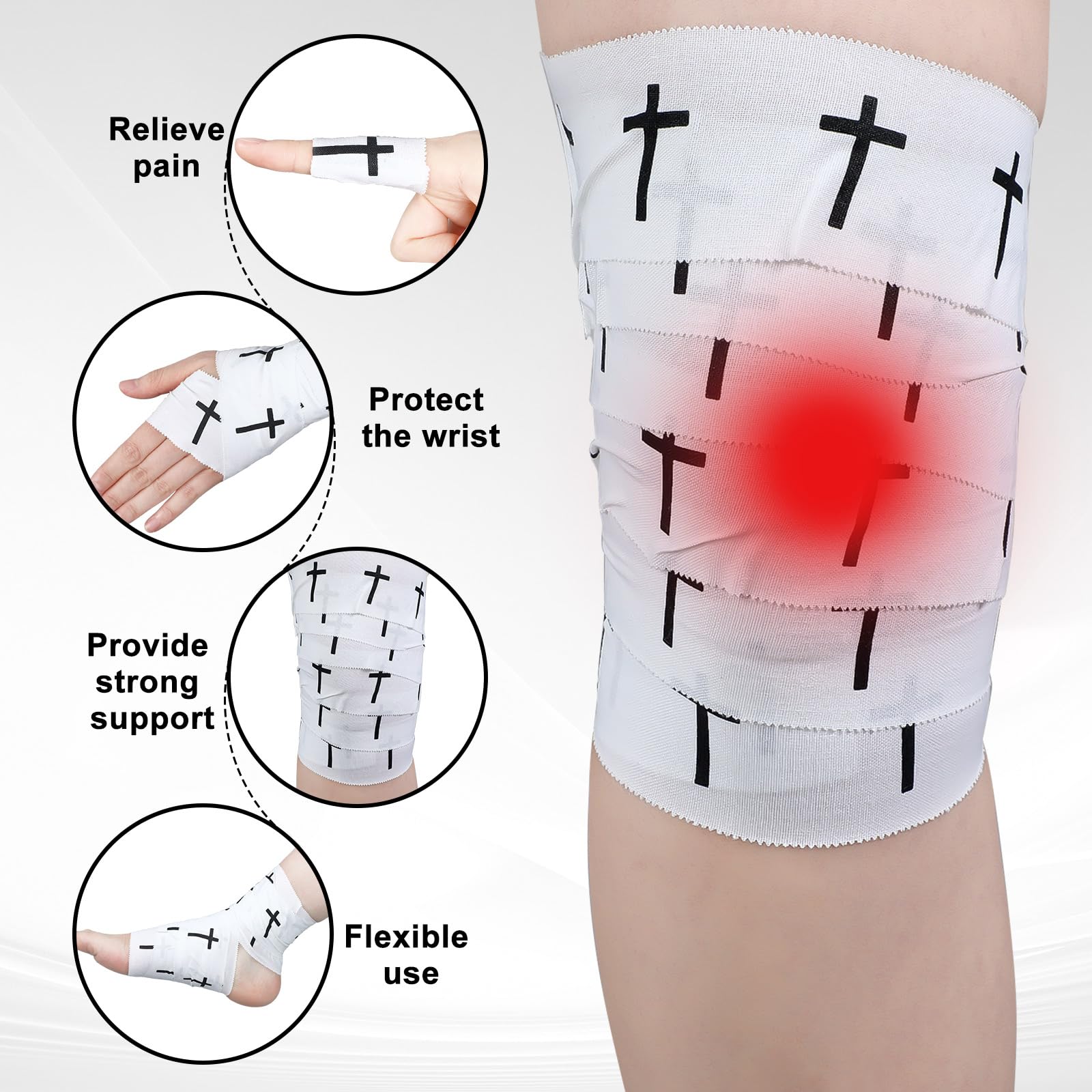 Cross Tape Christian Athletic Tape Sports Wrap 2in x 23ft Jesus Cotton Wrist Wrap for Soccer Football Baseball Gymnastics Boxing Christian Church Gifts