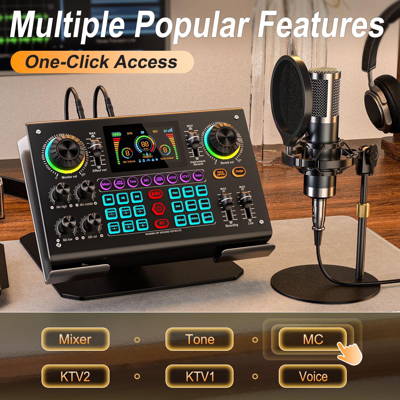 Ideanthro C200PRO-P15 Sound Card Mixer, Podcast Bundle Live with XLR Microphone Connector, Professional Chipset, ouch Voice Change for Podcast,Recording,Vocal,Game VoiceOK，#TikTokShopBlackFriday
