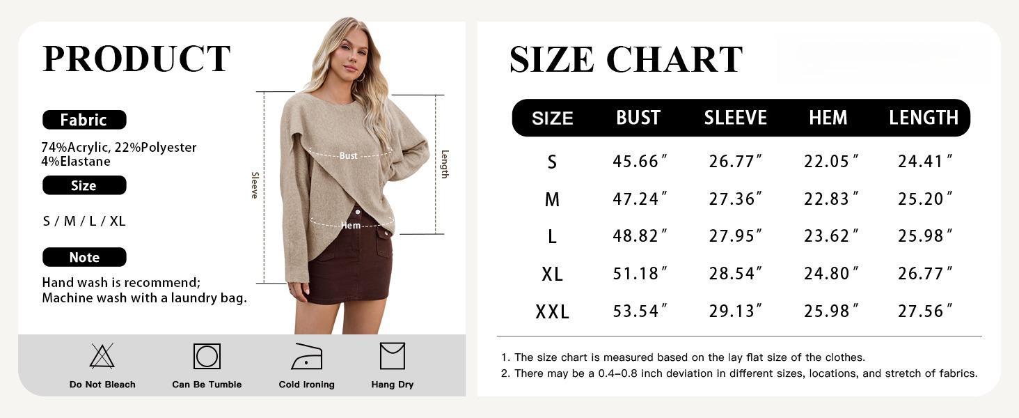 Imily Bela Womens Oversized Batwing Sweaters Long Sleeve Crew Neck Poncho Slouchy Knit Asymmetrical Pullover Tops