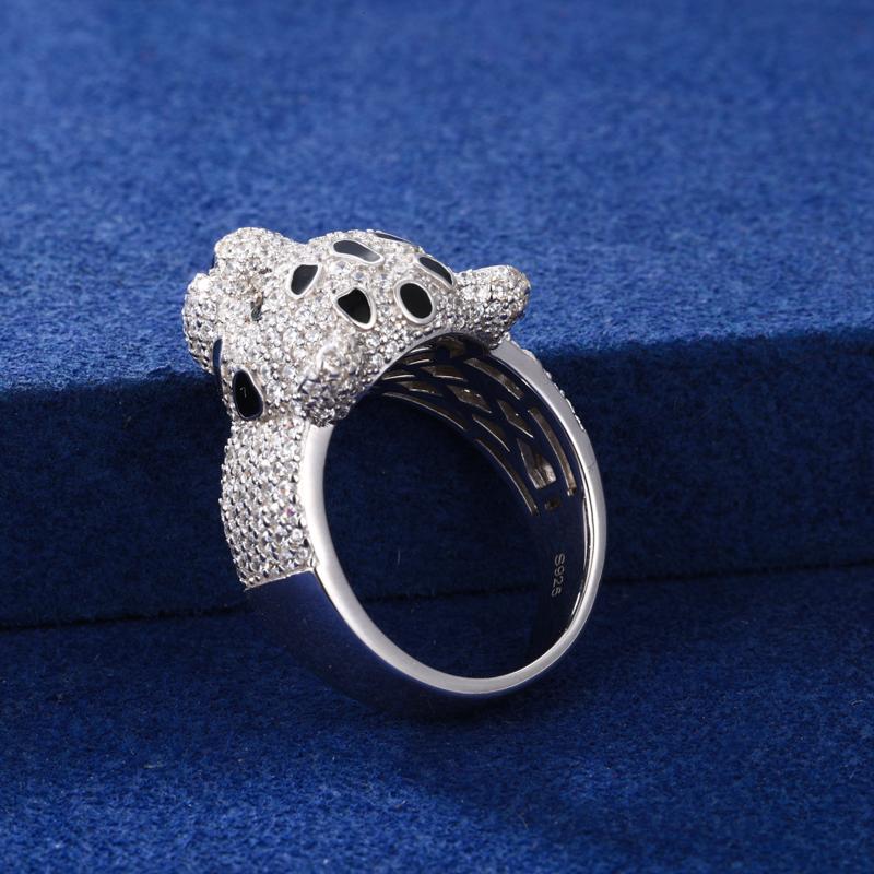 【#R519 】Leopard Ring UCCIYO Lab-Created Moissanite S925 Sterling Silver Moissanite Ring for Women Men Hip Hop Jewelry Gift