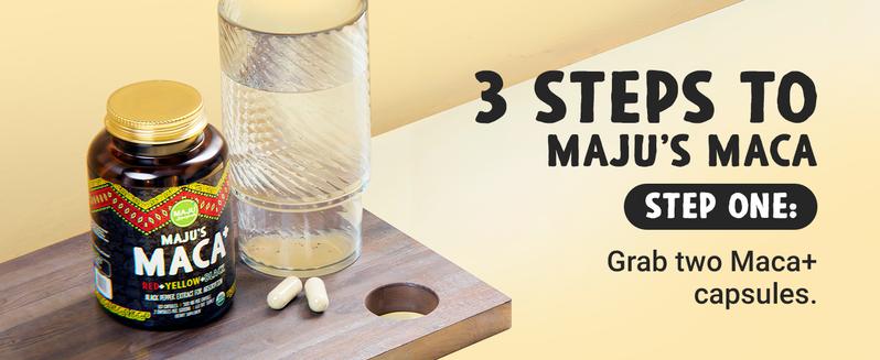 MAJU Organic Maca Capsules (120ct) - Edible Vegetarian Dietary Supplement, Red, Yellow, & Black Maca, Hormone, Healthcare, Optimum Stamina & Fitness