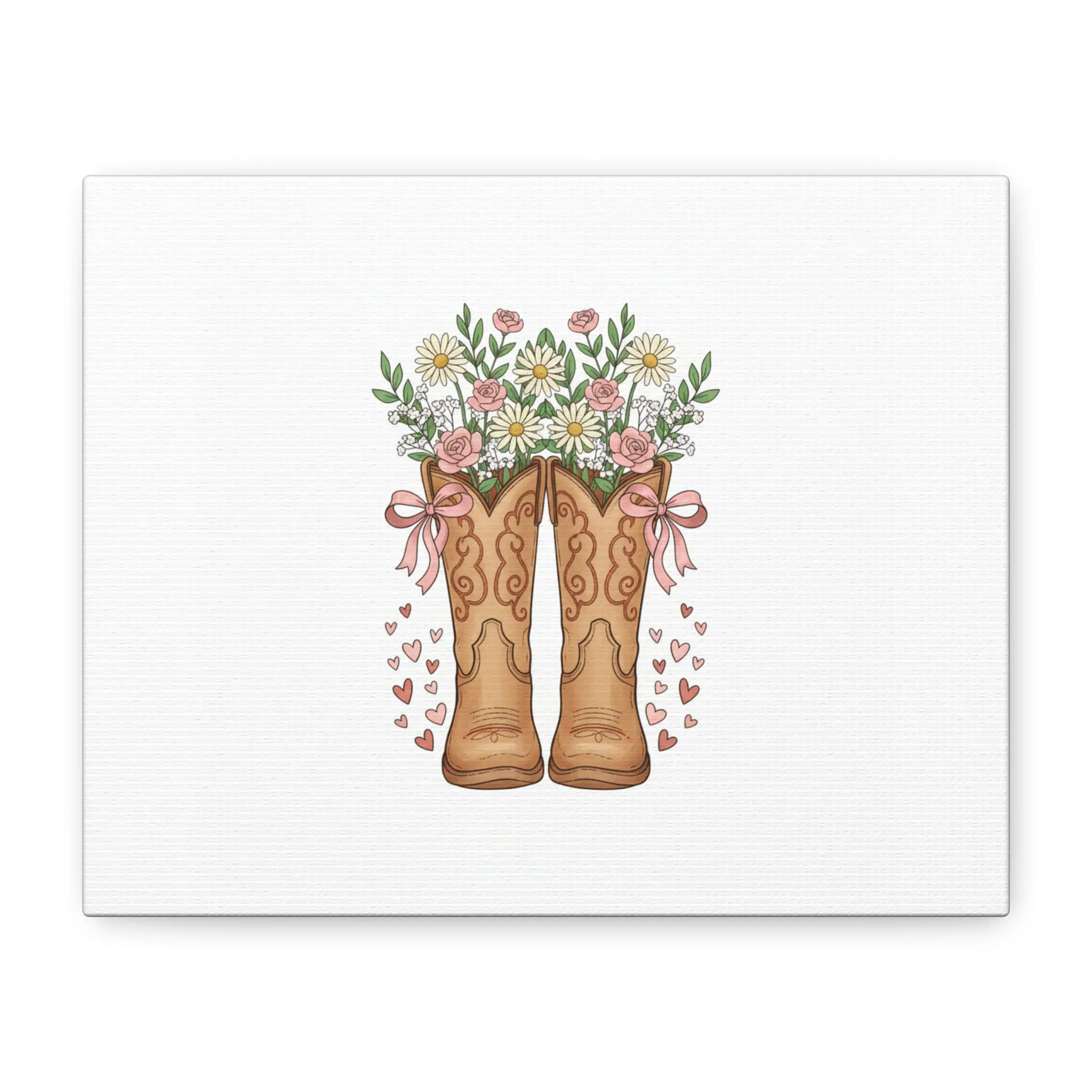 Cowgirl Boot Heart Canvas | Western Valentine wall art, cowboy valentine print