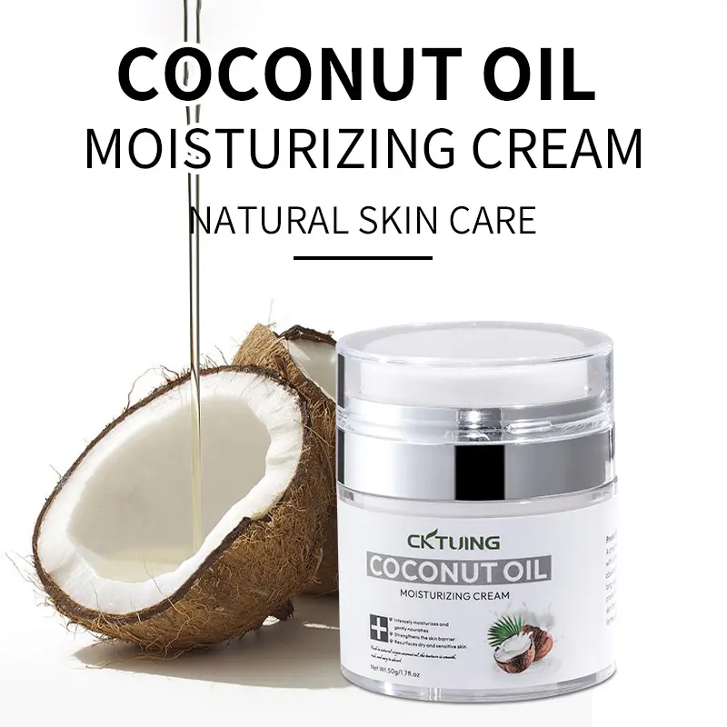 K-Beauty Coconut Oil Moisturizer Cream - Deep Hydration, Moisture-Locking, Lightweight Soothing Nourishing Brightening for All Skin Types, 50g/1.76 oz