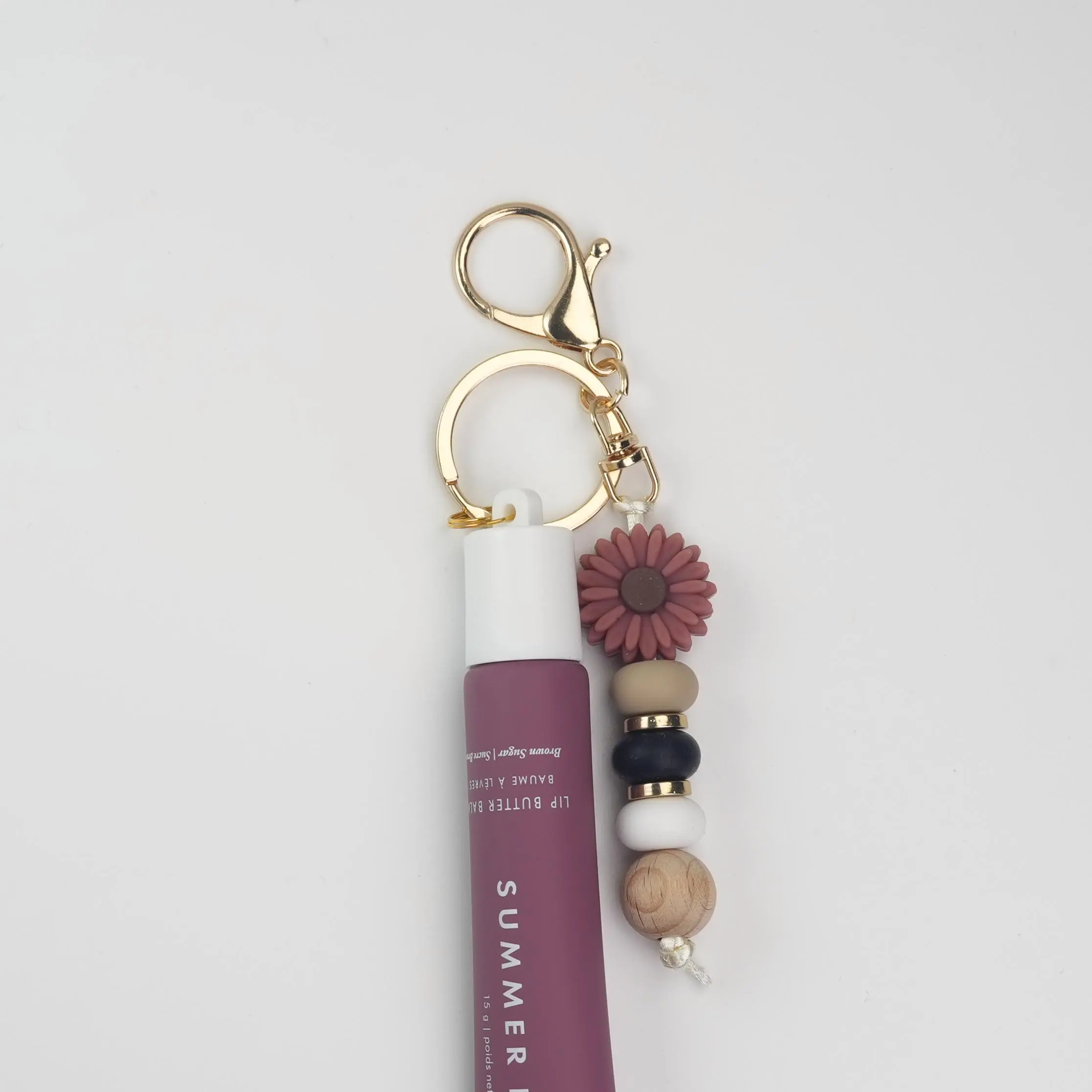 Women's Dual Function 2-in-1 Stylish Bag Charm & Lip Balm Holder, Leak-Proof 0.5 oz Tube Keychain Cap, 7 Colorful Themes Options, Valentine Gift for Coworker (Bag Accessory), 2-In-1 Cap, 7 Themed Colors, Fashion, Friends, Pink Cherry Keychain, 7 Color Opt