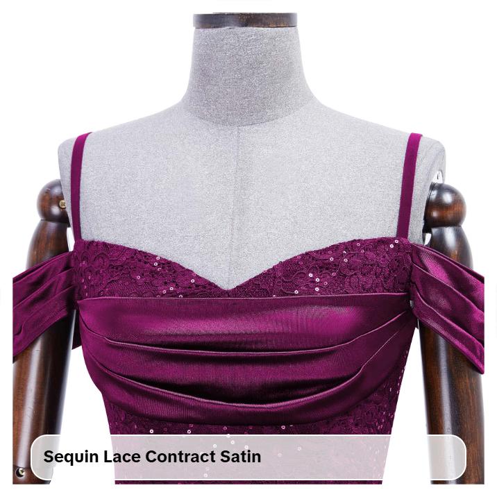 Miusol 55814A Women's Golden Elegant Sequin Lace Spaghetti Straps Ruffle Tight Split Womenswear Formal Satin Maxi Dress for Evening Party Prom Banquet Formal Prom Gala Special Events SpringStatements