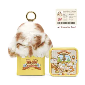 BunnyLulu Handmade Mini Spotted Bunny Keychain with Designer Tin & Certificate Card, Unique Mixed-Color Patterns,  Aesthetic Decor for Handbags & Backpacks, Perfect Easter Basket Filler