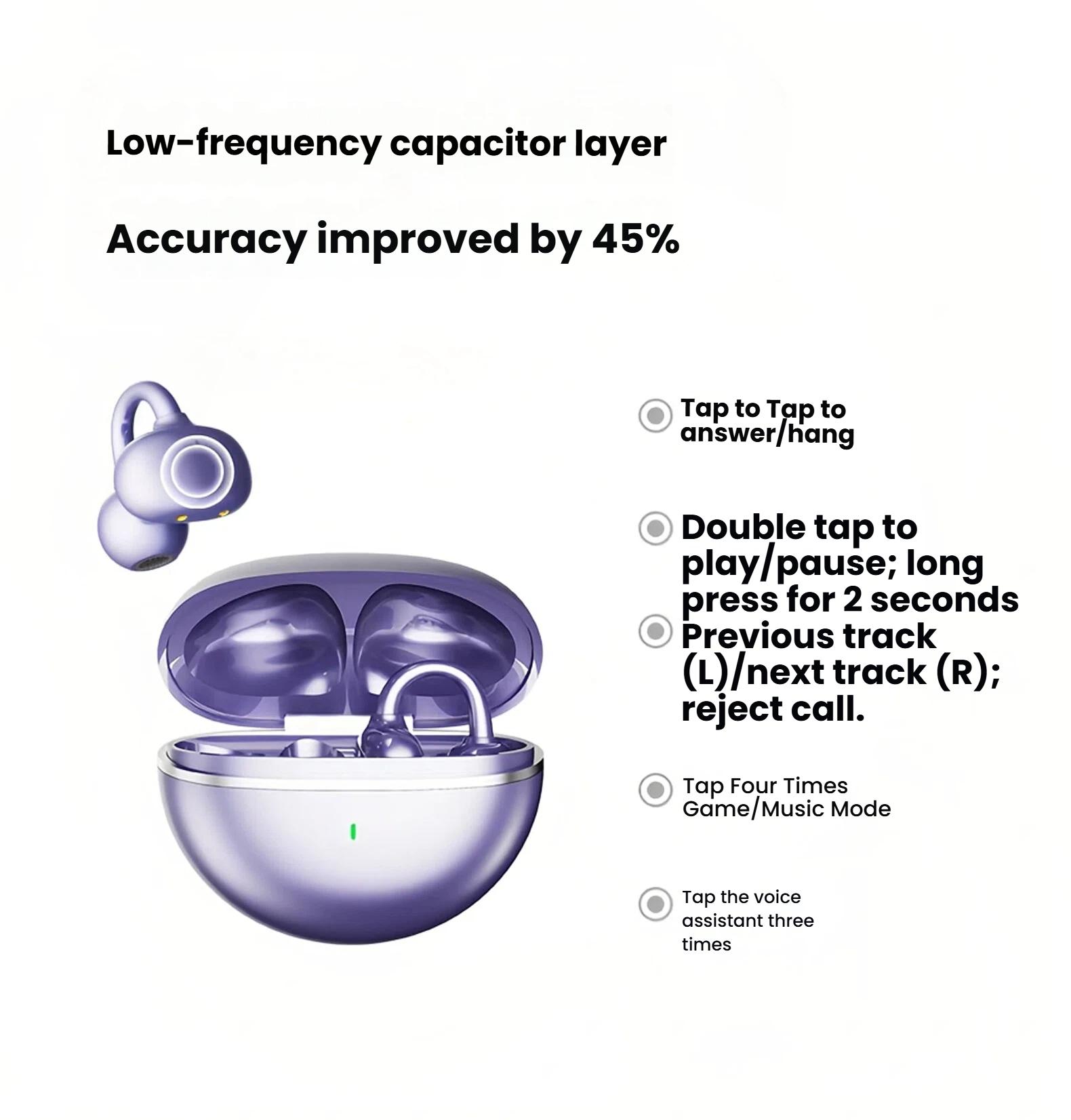 Sparkly Butterfly Ear Cuffs Earbuds - Wireless Bluetooth Open Ear Clip-on Headphones - Coquette Y2K Jewelry Gift