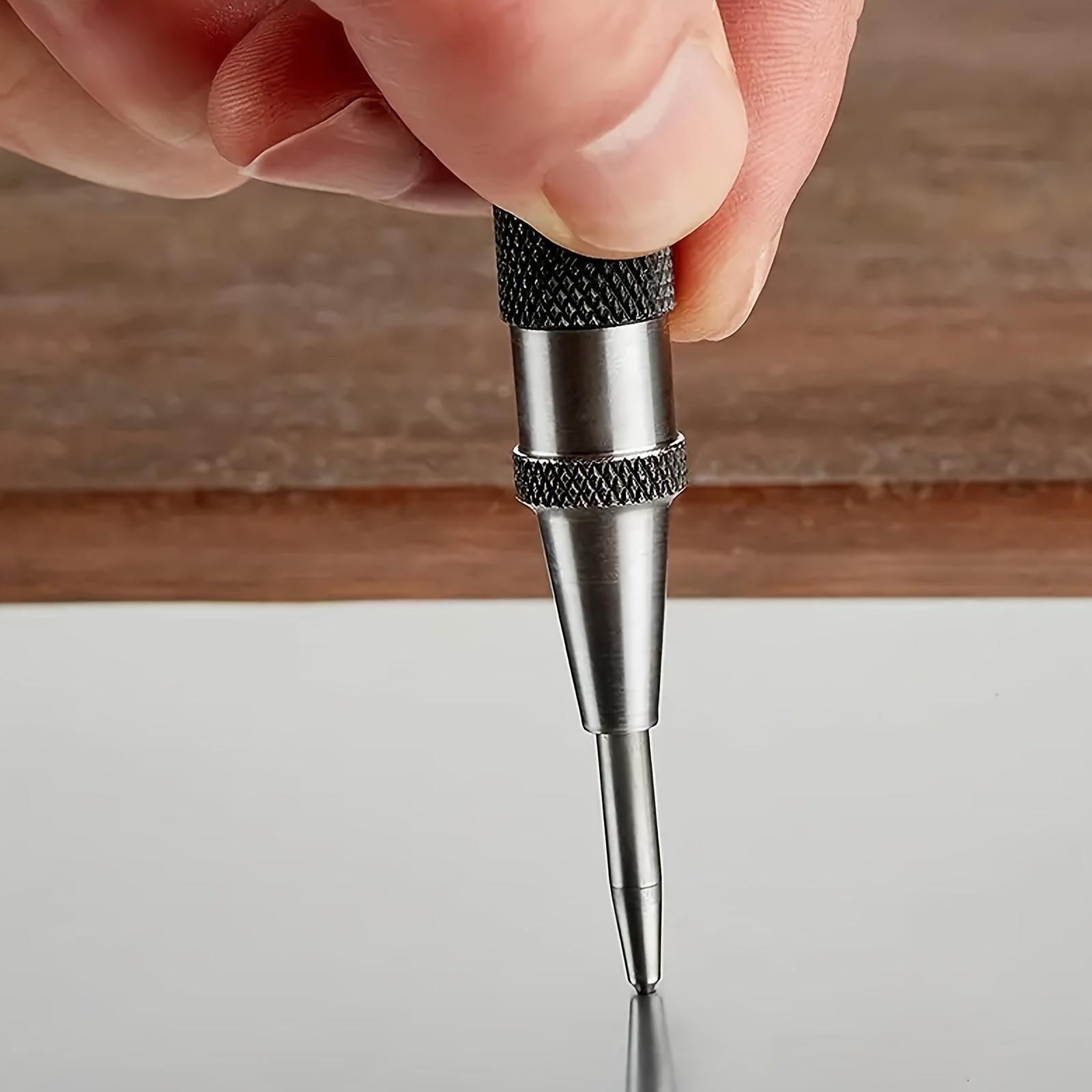 Professional Automatic Center Punch Locator Tool Kit 2 Pack with Adjustable Tension Spring Loaded Design for Accurate Metal Drilling Woodworking and Safety Glass Breaker