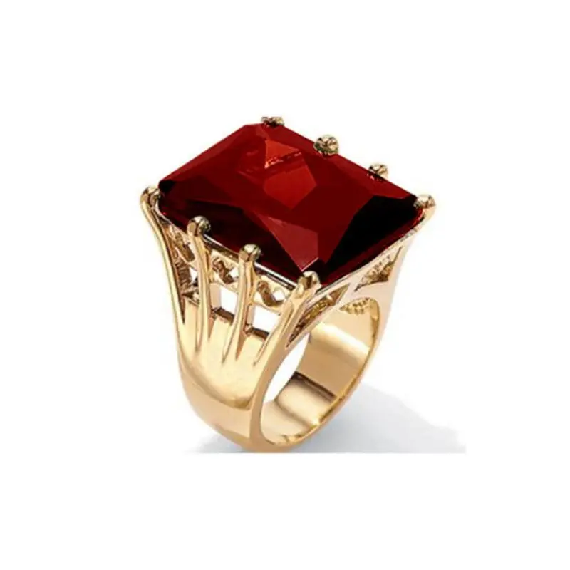 Emerald Cut Rings for Women, Classic Deep Red & Green Colored Gemstone Birthstone Amulet Jewelry, Romantic Valentine's Day Gift, Emerald Cut Ring, Birthstone Amulet Rings