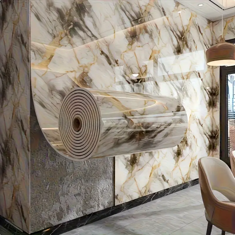 BRODARK Marble Pattern Peel-and-Stick Wallpaper - Self-Adhesive Thick Vinyl UV Print, 3D Illusion, Removable, Realistic Stone Look, Textured Marble Wall (1 Roll, 23.62*118.1in) for Accent Wall, Bedroom, Living Room Home Decor