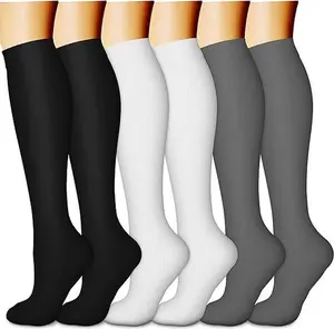 MhzyCaus 6 Pairs Compression Calf Socks for Men and Women Breathable Quick Dry Anti Odor Lightweight Athletic Socks for Running Hiking Gym Yoga Work Travel and Everyday Wear