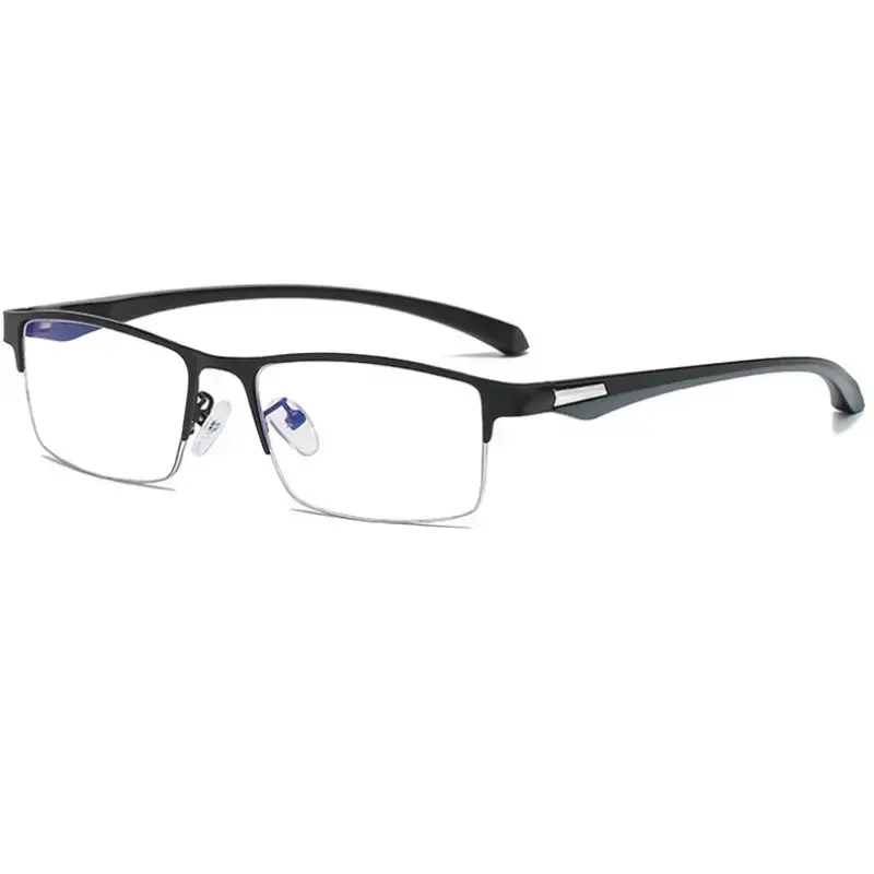 Unisex Progressive Multifocal Reading Glasses, Lightweight Semi-Rimless Stainless Steel Frame, Photochromic Blue Light Blocking Resin Lenses, 1.0–4.0 Diopters Multiple Strengths, Smooth Vision Correction, Pads, Indoor/Outdoor Sports Eyewear, High Quality