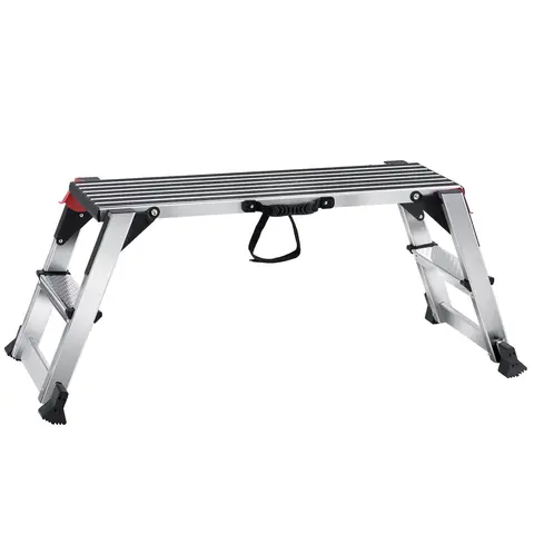 VEVOR Aluminum Step Ladder - Practical Folded Work Platform Workbench, 660 lbs Supports Loads, 29.9''x11.8''x7.7'', Anti-Slip Feet, Ladder Folding Steps, Easy Portability, Ideal for Home DIY & Outdoor Cleaning