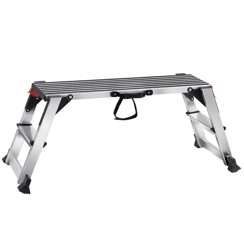 VEVOR Aluminum Step Ladder - Practical Folded Work Platform Workbench, 660 lbs Supports Loads, 29.9''x11.8''x7.7'', Anti-Slip Feet, Ladder Folding Steps, Easy Portability, Ideal for Home DIY & Outdoor Cleaning