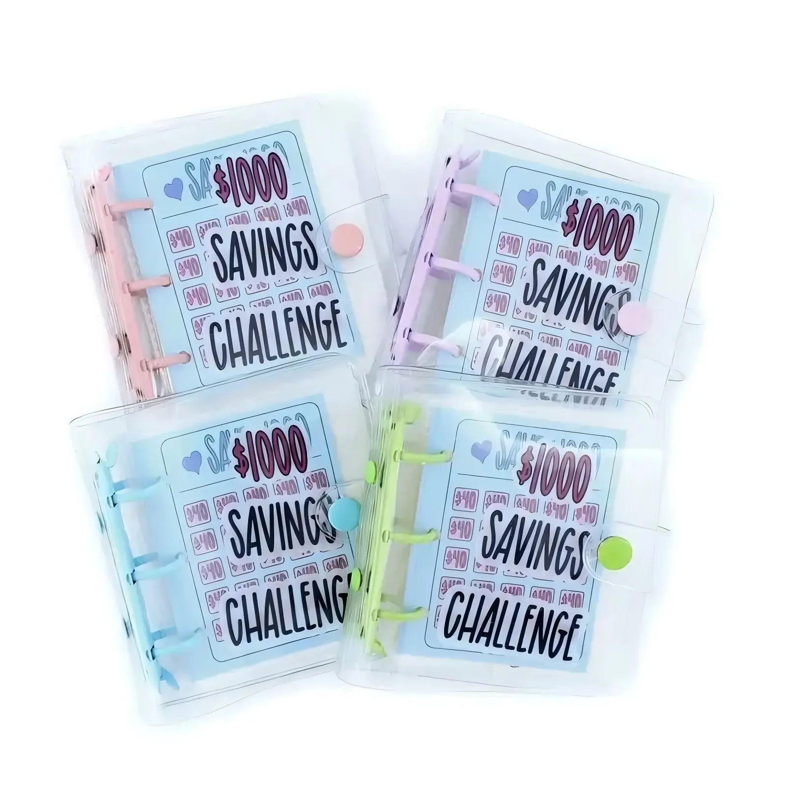 $1000 Mini Money Saving Binder Reusable Cash Envelope System – 2026 Budget Binder, 2026 Upgraded，Transparent PVC Pockets, Portable Budget Binder for Money Saving & Cash Stuffing, Perfect Finance Planner & Gift Flexible Durable，money saving binder