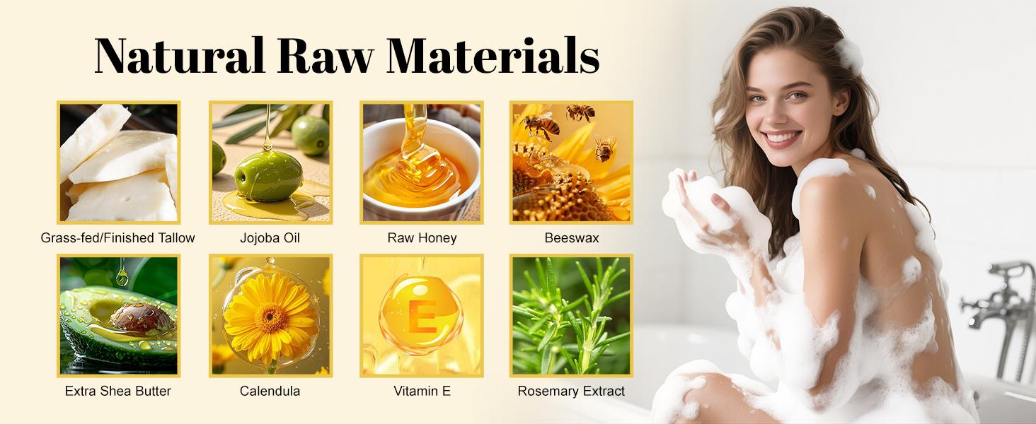 ISTON 3-Pack Handmade Tallow & Honey Soap,9.6OZ – Unscented, Orange, Lavender – 100% Grass-Fed Tallow – Natural Skincare for Sensitive Skin, Acne, Eczema, Inflammation, Baby Soap Gentle Clean & Nourish,New Year's gifts