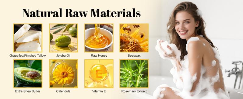 ISTON 3-Pack Handmade Tallow & Honey Soap,9.6OZ – Unscented, Orange, Lavender – 100% Grass-Fed Tallow – Natural Skincare for Sensitive Skin, Acne, Eczema, Inflammation, Baby Soap Gentle Clean & Nourish,New Year's gifts