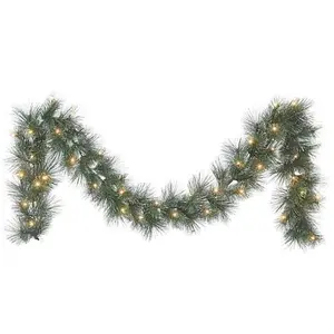 Puleo International 9 ft. x 10" B/O Glittery Garland, 70 Tips