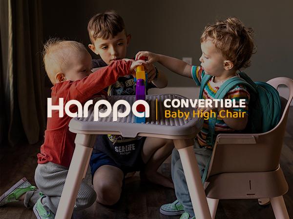 HARPPA 8-in-1 Convertible Baby High Chair, Adjustable Heights Feeding Chair & Booster Seat, Activity Table & Chair for Toddlers, Eazy to Clean, Baby Items