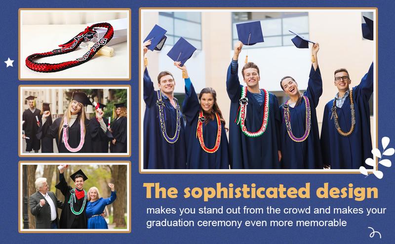 Graduation Leis Class of 2026 1 Pcs Grad Ribbon Double Braided Necklace with Graduation Cap 2026 GRAD Patches Handmade Leis Grad Gifts for Graduates Senior College Students Daughter Son Friends Couples for Graduation Ceremony Party Celebration