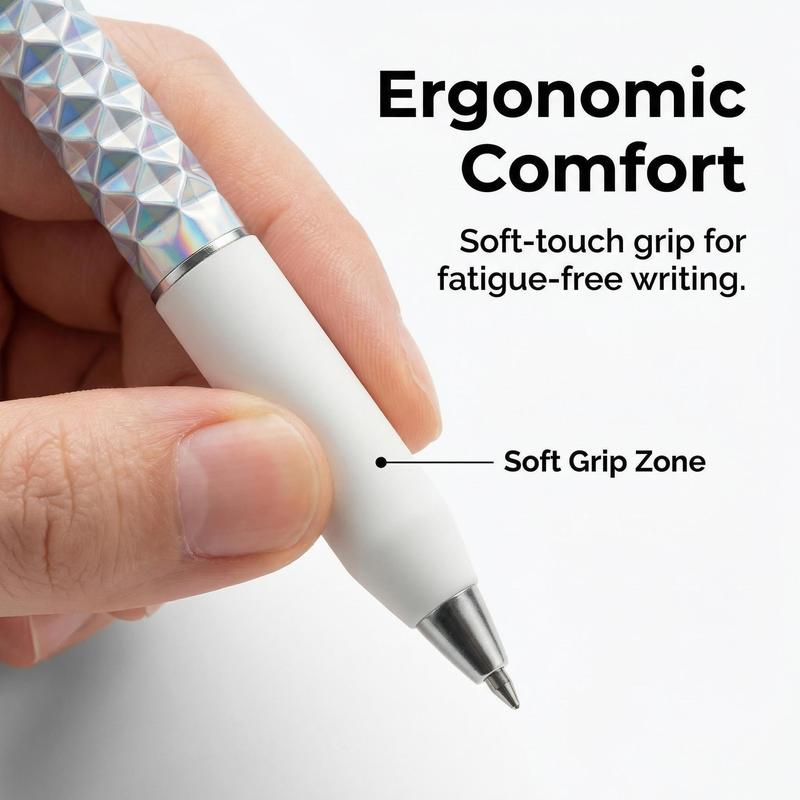 One-Click Deformable Pen, Geometric Shape-Shifting Pen - 6 Pack ( 2 Black, 2 Silver, 2 Gold) | Press to Form Diamond Crinkle Design | Multi-Functional Creative Gift for Writing, Drawing & Stress Relief