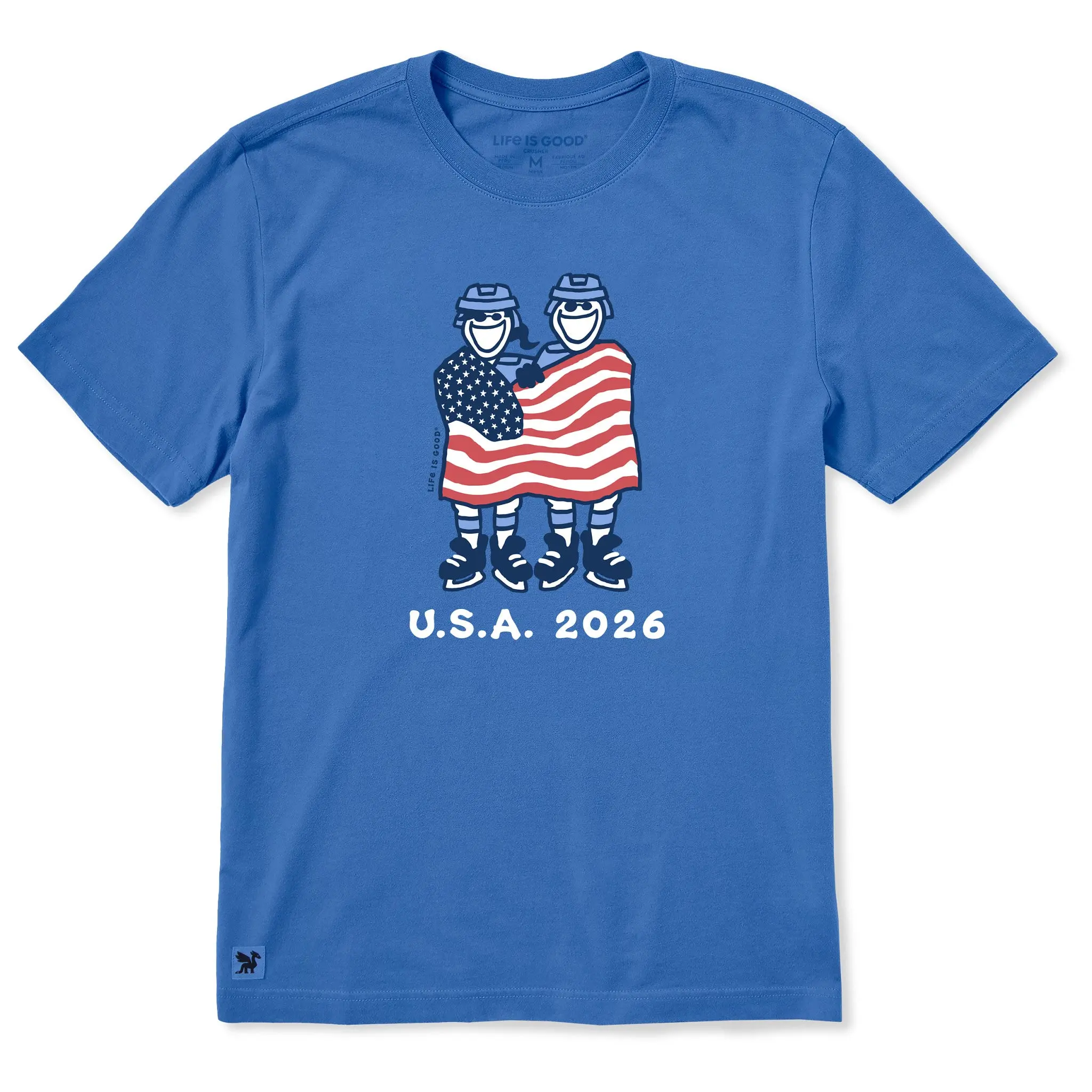 Men's Jake and Jackie Flag Hockey Short Sleeve Crusher Tee