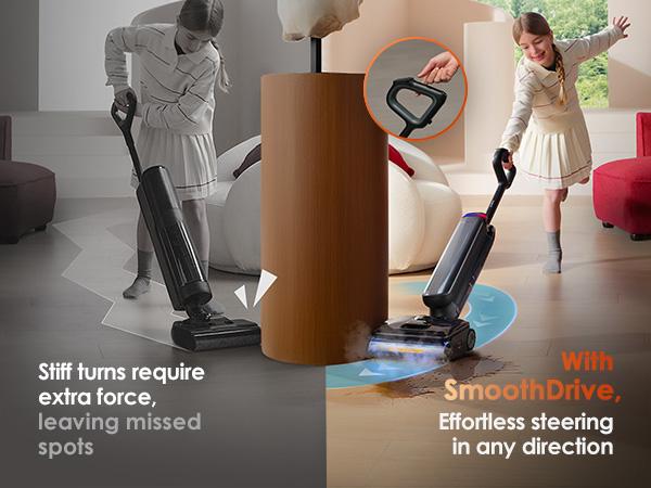 Tineco Floor One S9 Artist Steam Wet Dry Vacuum Cleaner, High-temp Steam Cleaning, 22kPa Suction, 360° SmoothDrive, Anti-Tangle Design, 185°F Flashdry, Long Runtime, 180° Lay-Flat
