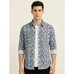 Men's Slim Fit Mosaic Print Cotton Shirt - Slim Fit Luxury Shirt
