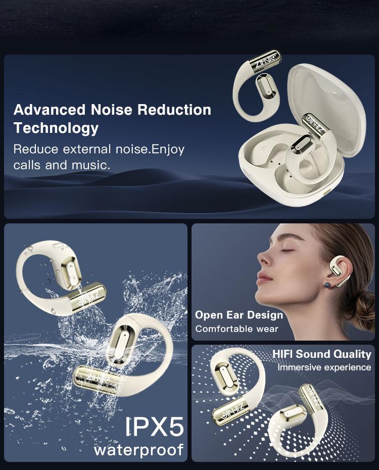 ZIHNIC CT09 True Wireless Open Ear Earbuds Bluetooth 5.4,35Hours Playtime,lPX5 Waterproof,OWS Headphones,Earphones ZIHNIC CT09 True Wireless Open Ear Earbuds Bluetooth 5.4,35Hours Playtime,lPX5 Waterproof,OWS Headphones,Earphones