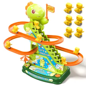 Cute Dinosaur Track Toy for Toddlers – Electric Stair Climbing Dinosaur Slide Set with Music, Interactive Dino Rail Car Playset, Fun Educational Toy, Perfect Birthday & Christmas Gift for Boys & Girls Ages 3+ cute duck【A】