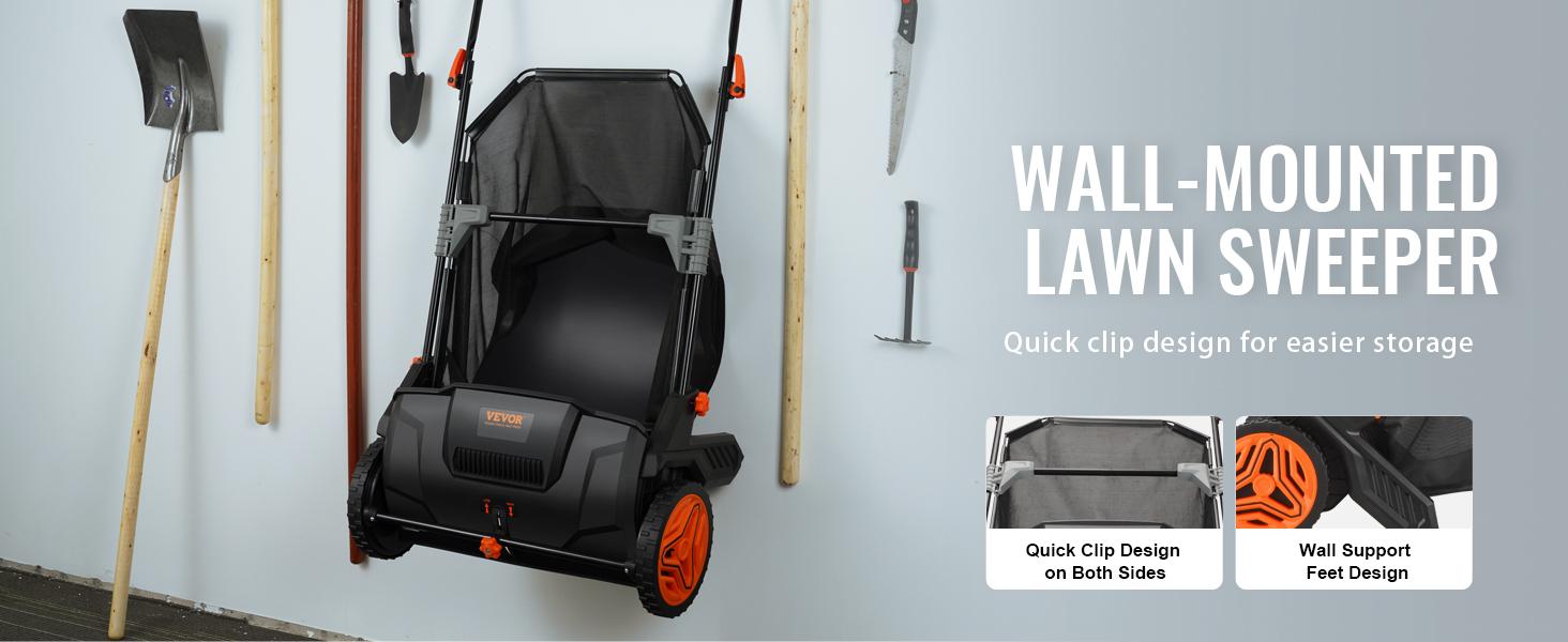 VEVOR Push Lawn Sweeper 21-Inch Leaf & Grass Collector with 3.5 cu. ft. Mesh Collection Hopper Bag,  2 Spinning Brushes & Strong Rubber Wheels VEVOR Super Brand Day