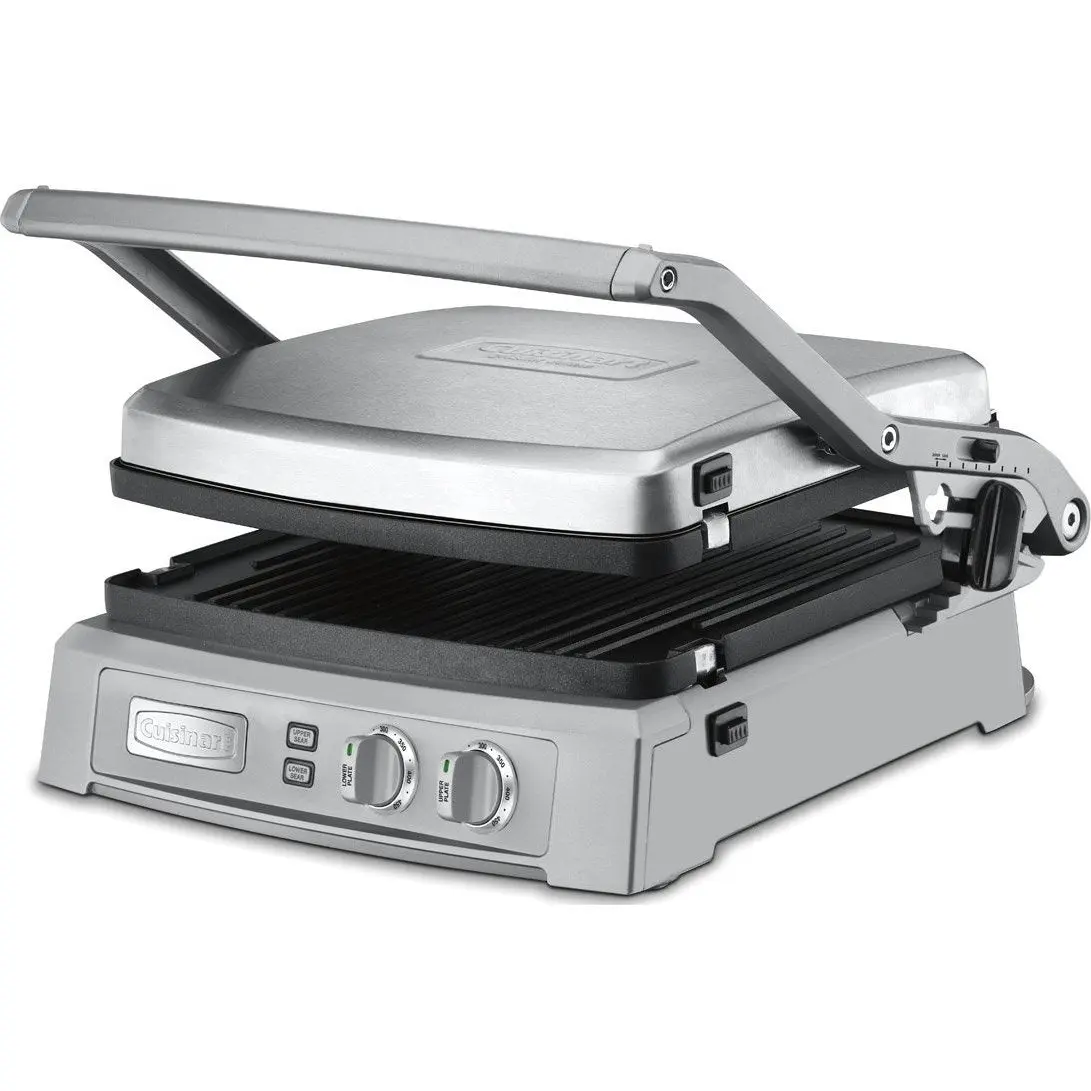 Cuisinart GR-150 Griddler Deluxe - Brushed Stainless Steel Indoor Griddle with Nonstick Coating for Home Grilling