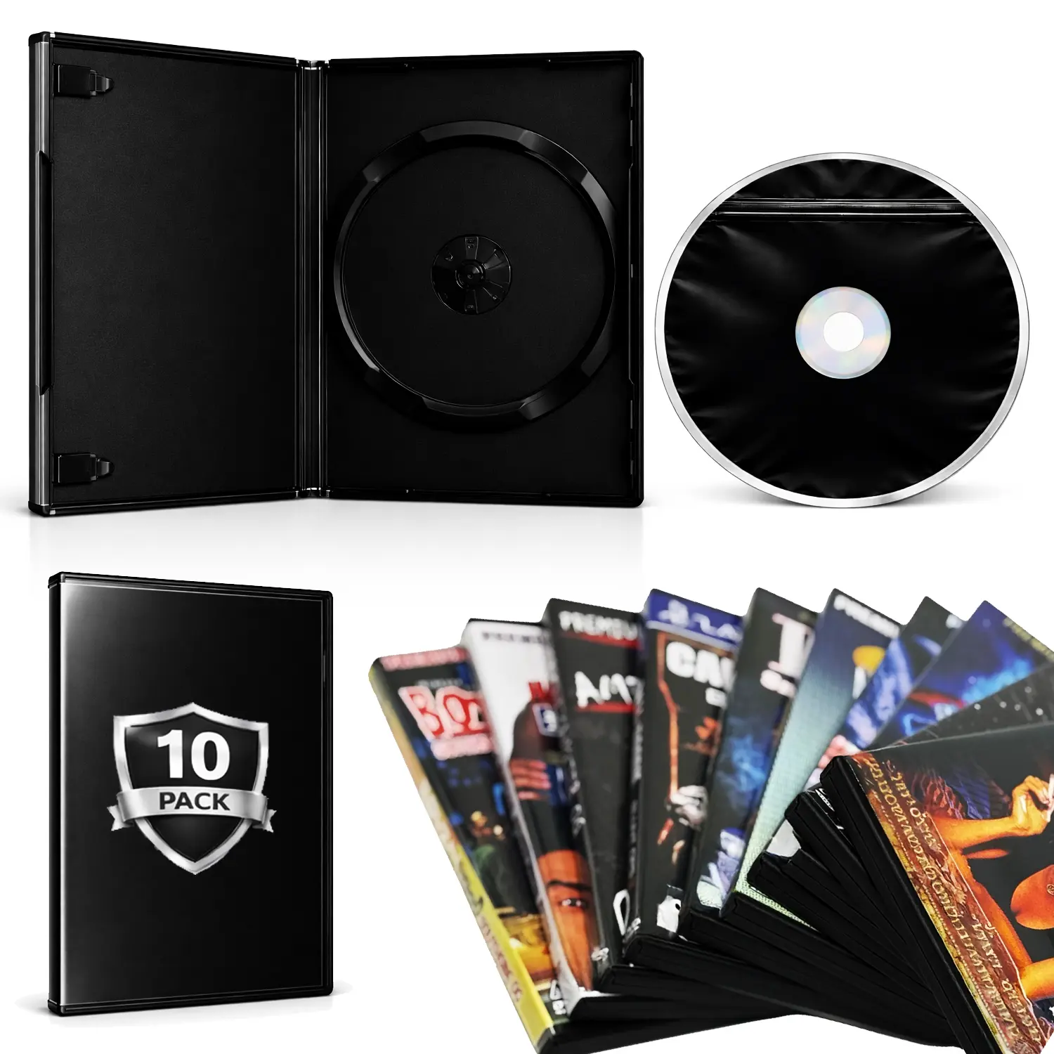 10 Pack DVD Case & Decorative Foil Storage Organizer Set – Assorted Designs